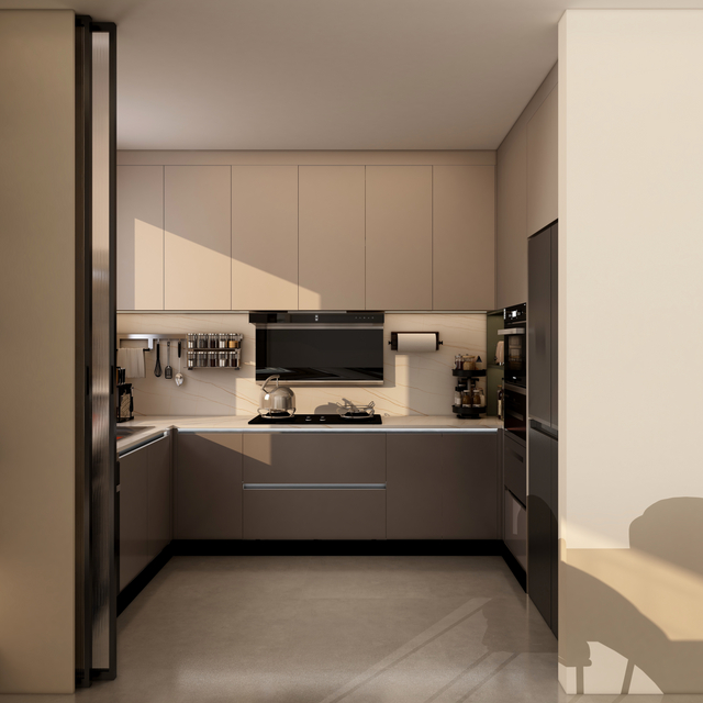 Behome moderne minimalistische Beige verhandelt Küchenschrank