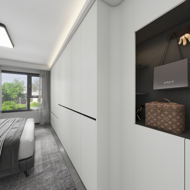 Weißes Schema moderner Speicherplatz großes Schlafzimmer