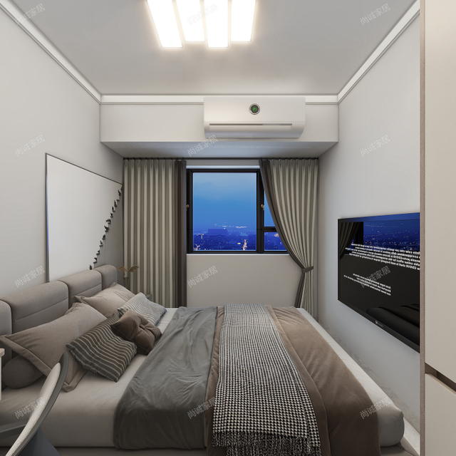 Moderner Stil zweites Schlafzimmer mit einer hellen Garderobe