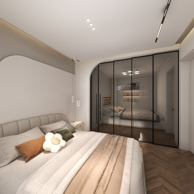 Weiße Kleiderschrank-Arc-Form-Design Schlafzimmer